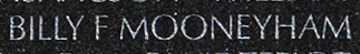 Engraving on The Wall of the name of Private First Class Billy F. Mooneyham, U.S. Army